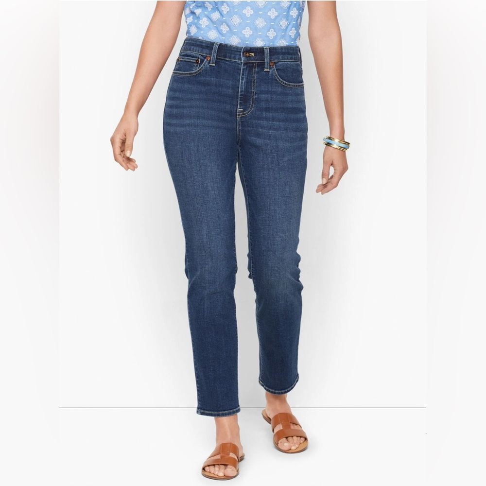 Talbots Modern Ankle Straight Leg Dark Wash Denim Jeans Size 6 Inseam 26